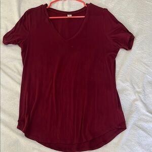 Women's V-Neck Burgundy Top